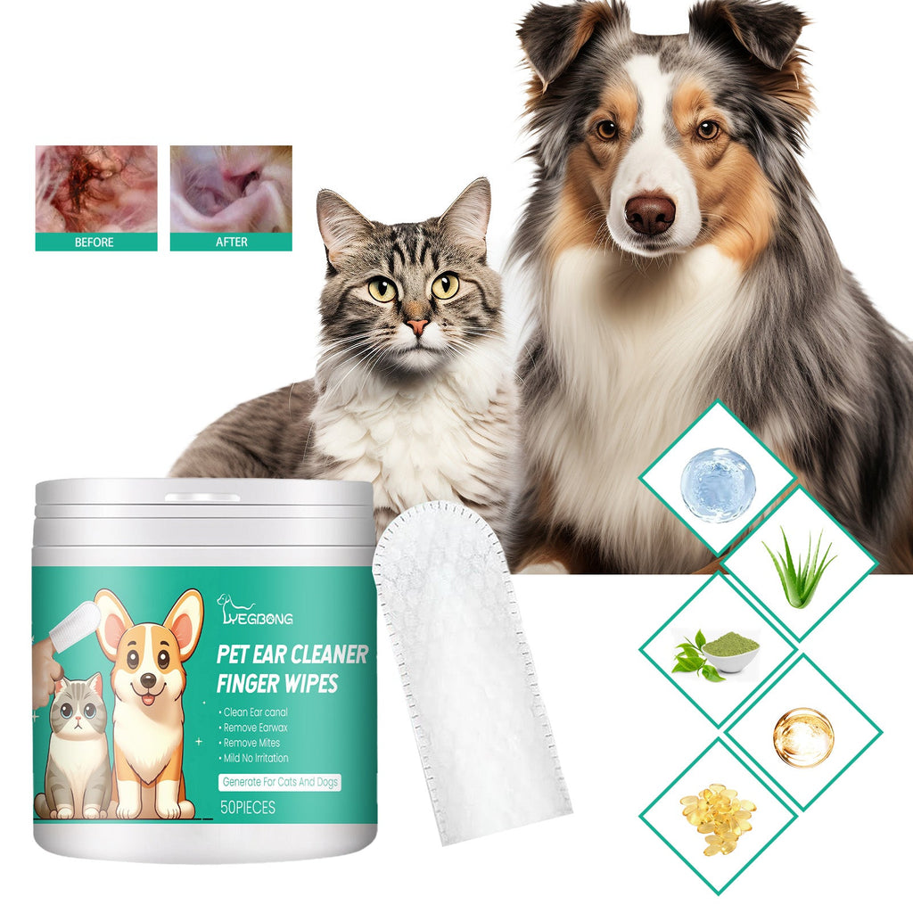 Pet Ear Cleaner Finger Wipes, Gently Clean Pet Ear Mites Ear Dirt Eye Dirt Feet Deodorize