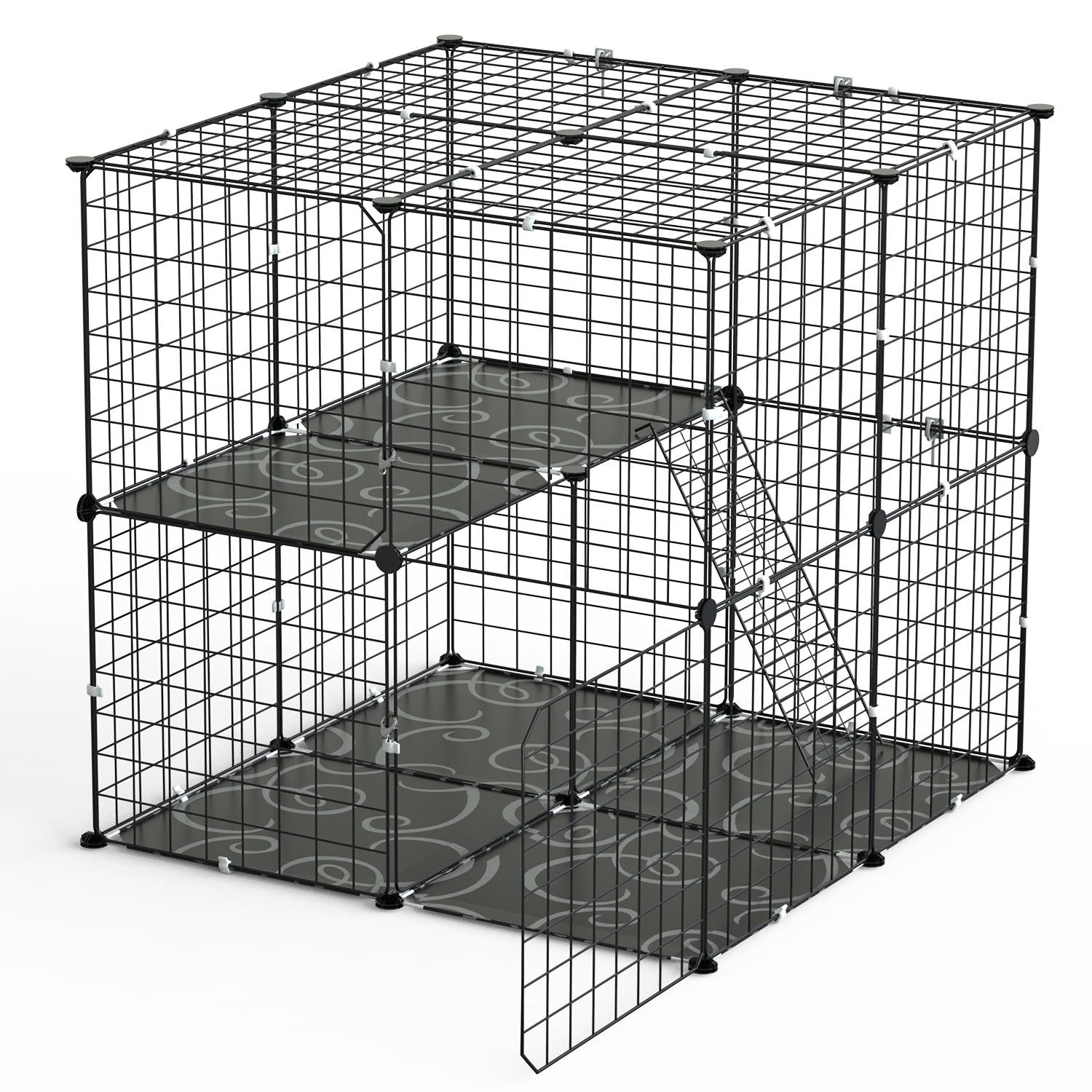 2Tier Cat  Playpen Indoor Pet Enclosures Kitten Kennel House Detachable Cat Crate