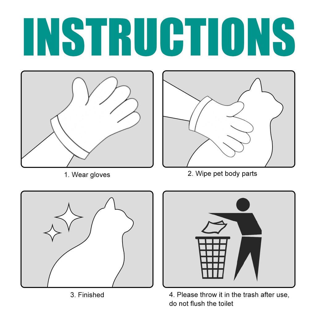 Pet Leave-In Cleaning Gloves Dog Bath Cat Clean Dry Cleaning Gloves