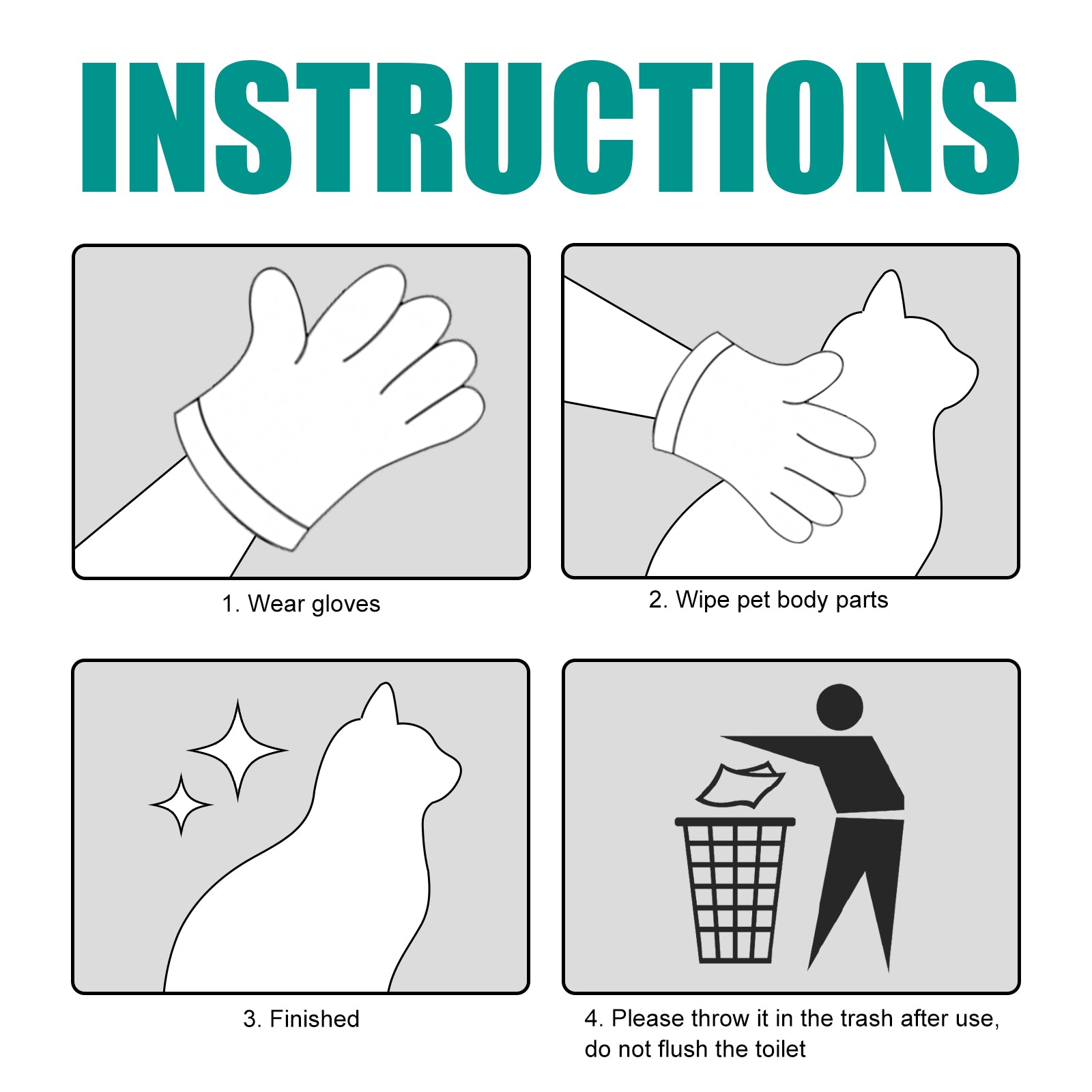 Pet Leave-In Cleaning Gloves Dog Bath Cat Clean Dry Cleaning Gloves