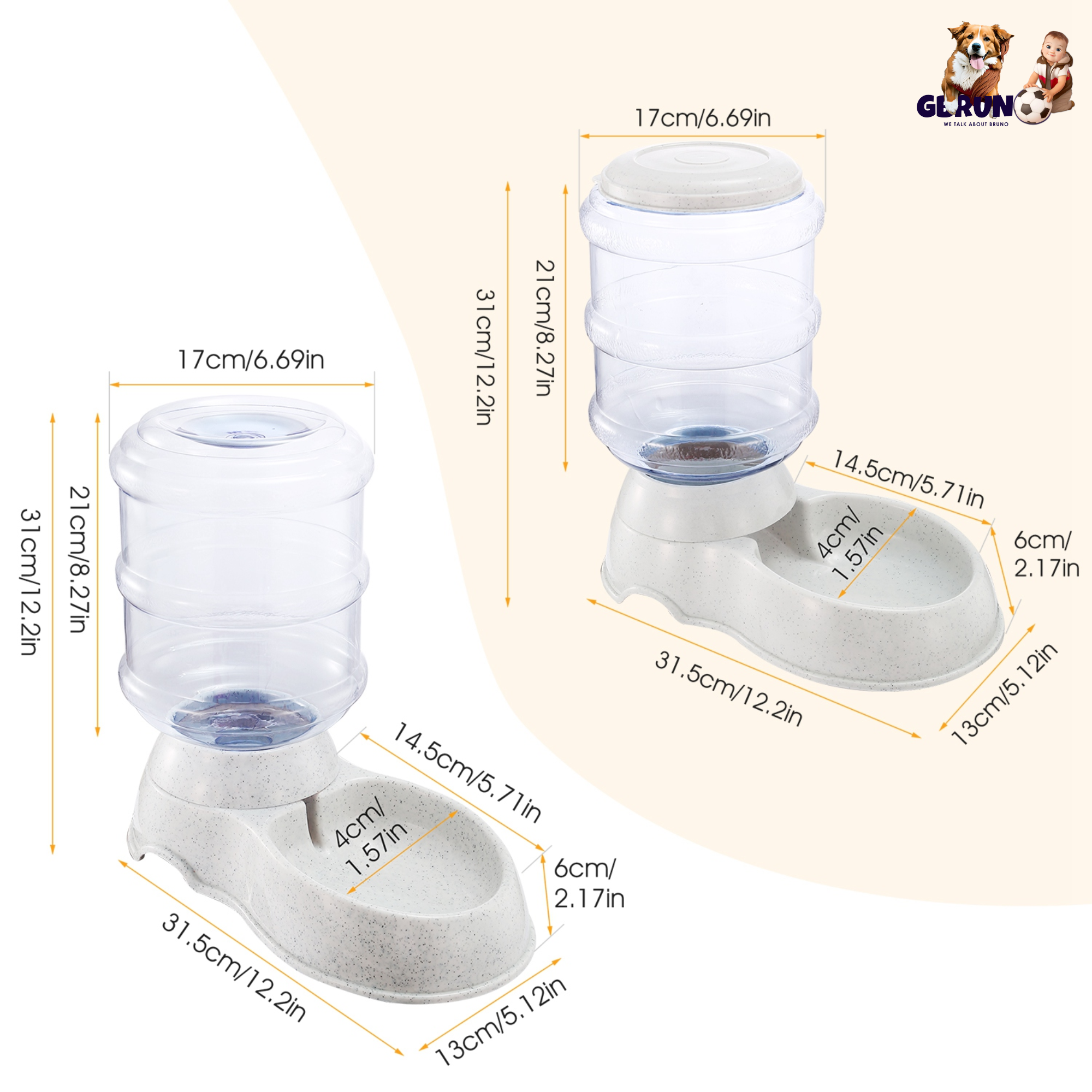 3.5L/1Gal Pet Water Dispenser Gravity Pets Water Feeder Automatic Pet Waterer
