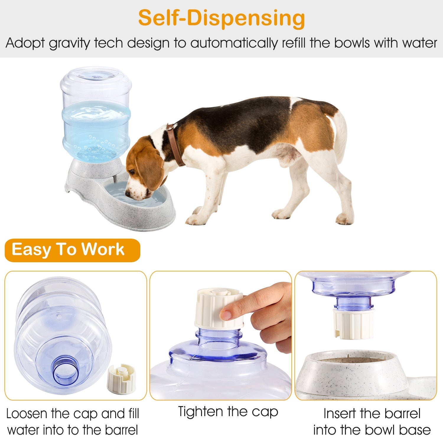 3.5L/1Gal Pet Water Dispenser Gravity Pets Water Feeder Automatic Pet Waterer