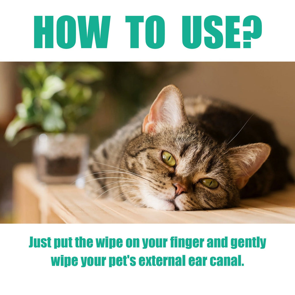 Pet Ear Cleaner Finger Wipes, Gently Clean Pet Ear Mites Ear Dirt Eye Dirt Feet Deodorize