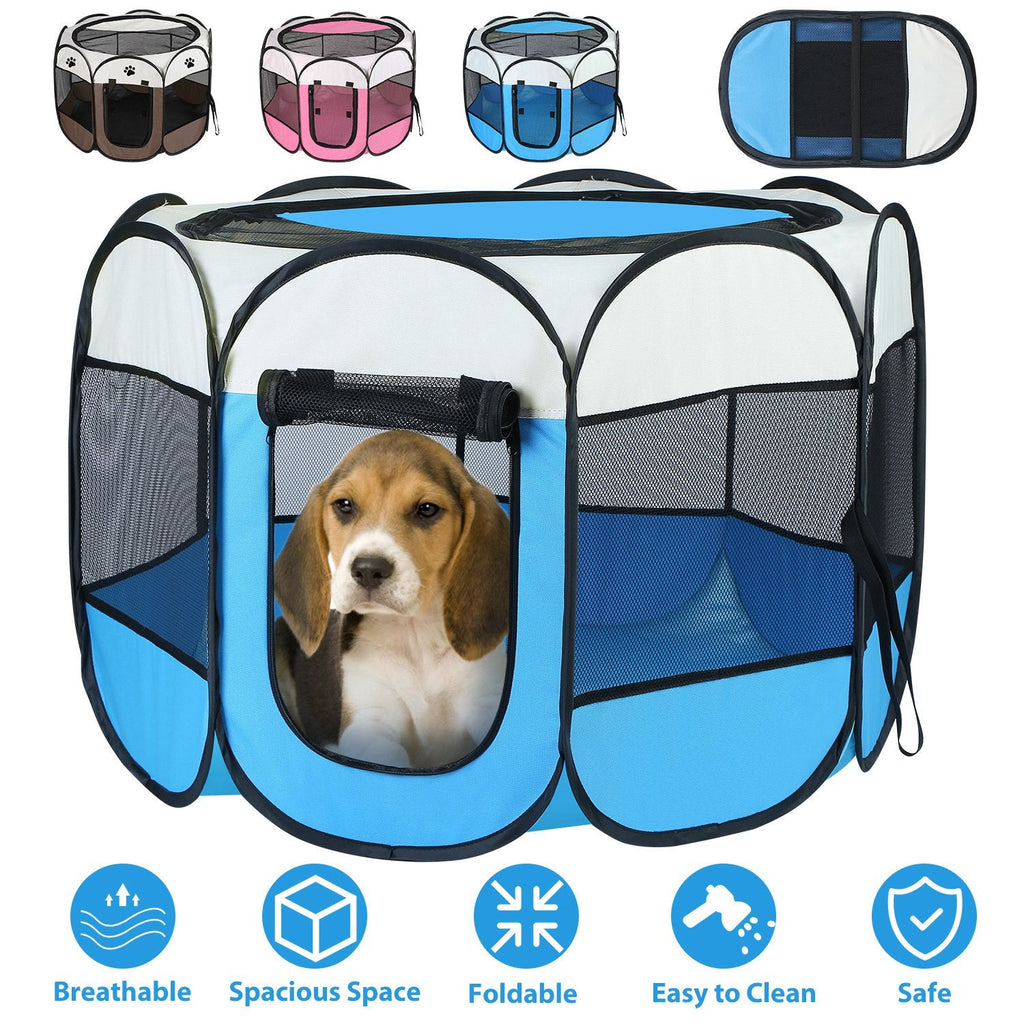 Portable Foldable Pet Tent Exercise Pen Kennel Removable Zipper  Indoor Outdoor Use