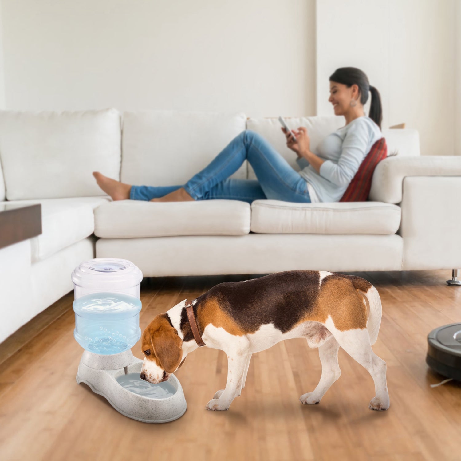 3.5L/1Gal Pet Water Dispenser Gravity Pets Water Feeder Automatic Pet Waterer