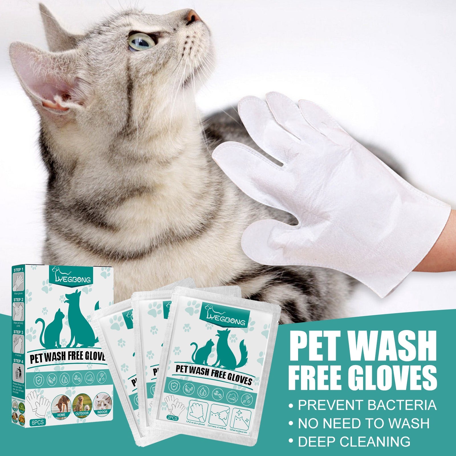 Pet Leave-In Cleaning Gloves Dog Bath Cat Clean Dry Cleaning Gloves