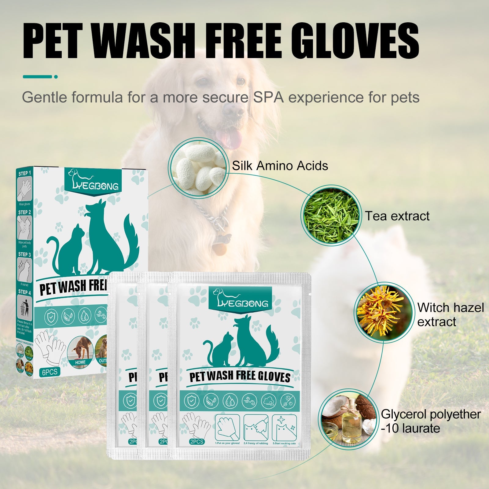 Pet Leave-In Cleaning Gloves Dog Bath Cat Clean Dry Cleaning Gloves