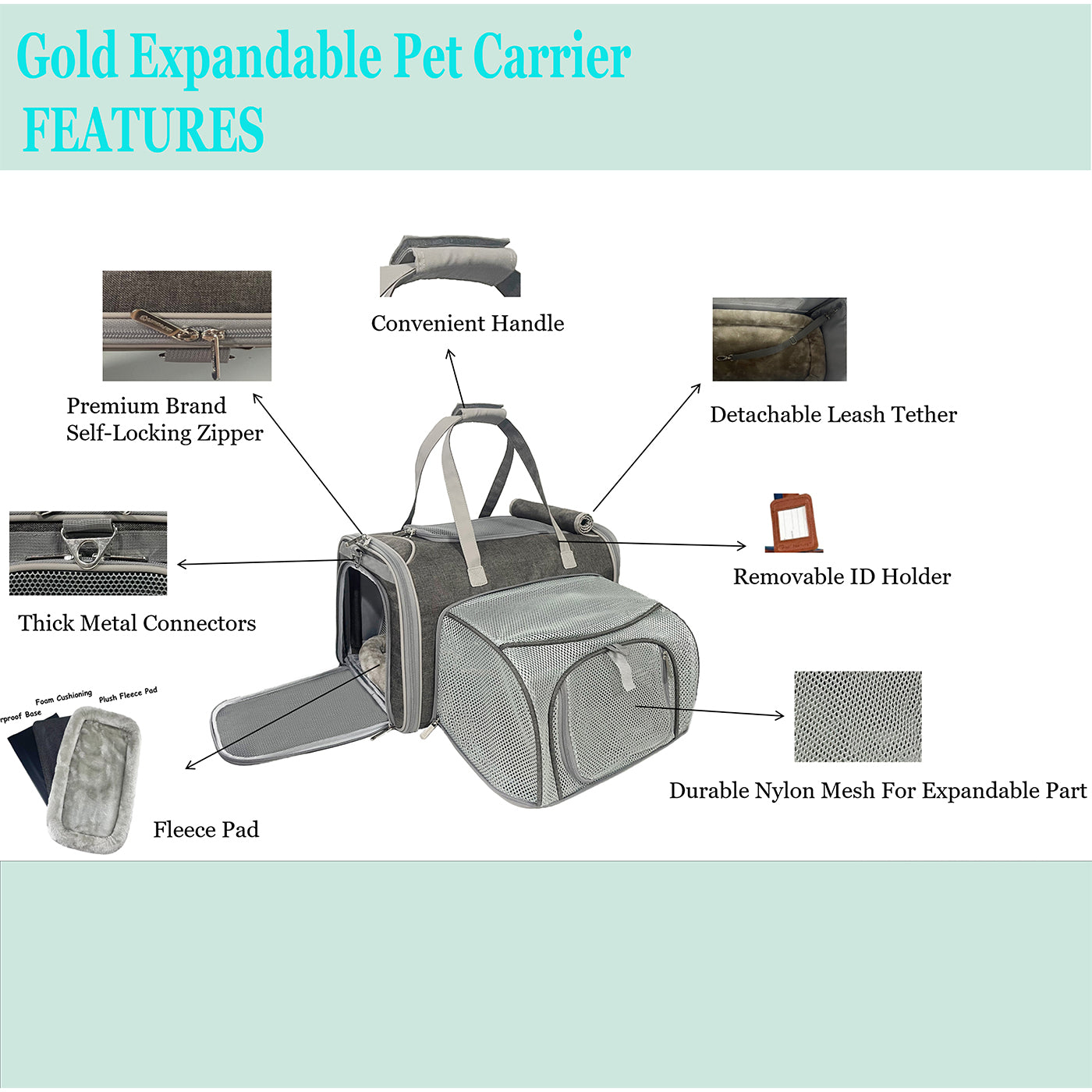 Mr. Peanut's Gold Series Big Apple XL Expandable Pet Carrier
