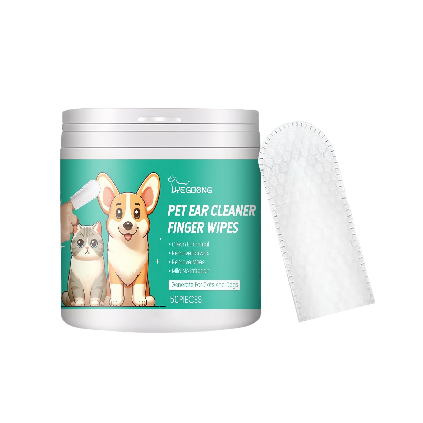 Pet Ear Cleaner Finger Wipes, Gently Clean Pet Ear Mites Ear Dirt Eye Dirt Feet Deodorize