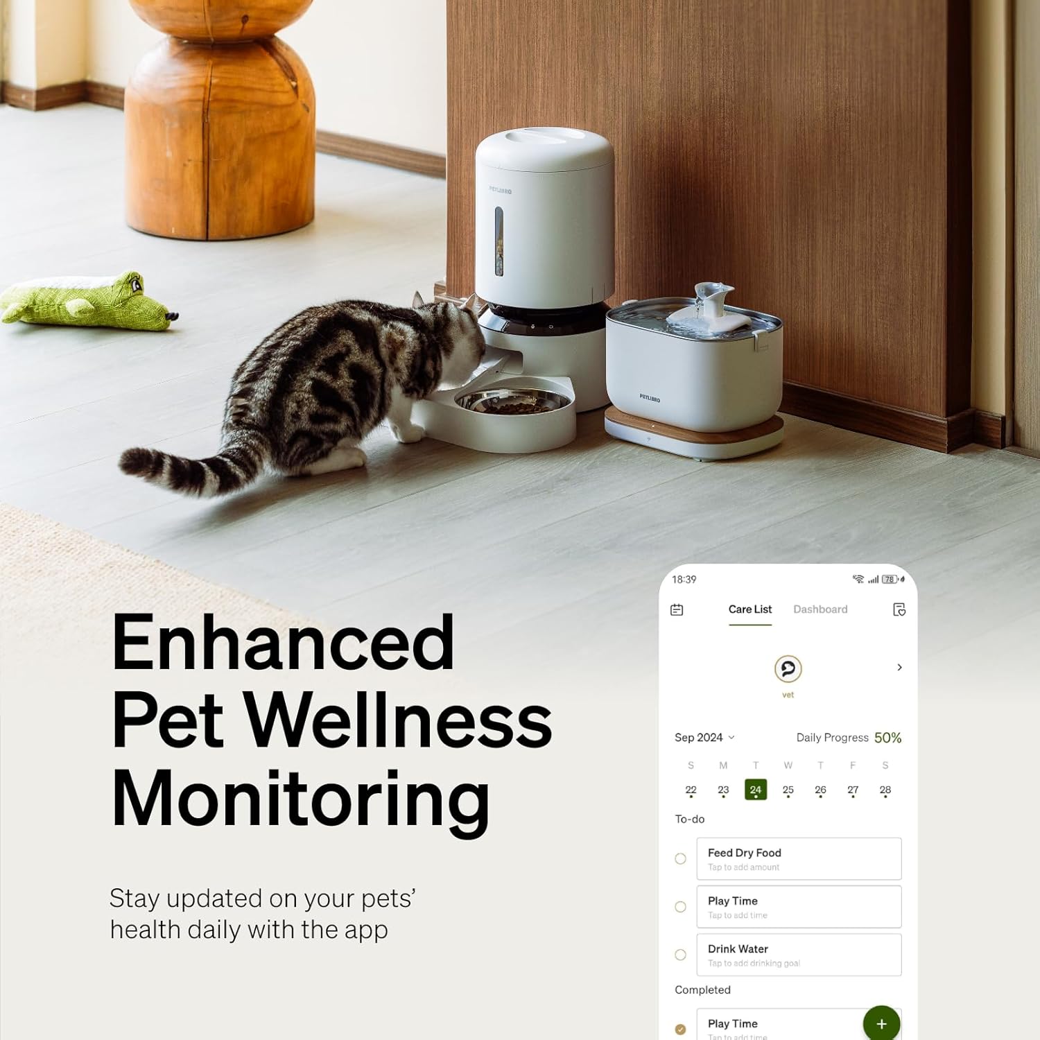 Dockstream Wireless Water Pump App Cat Fountain | Smart Stainless Steel Hydration System