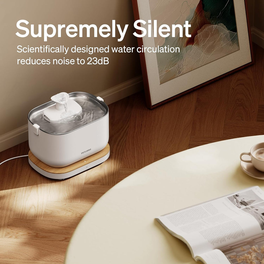 Dockstream Wireless Water Pump App Cat Fountain | Smart Stainless Steel Hydration System