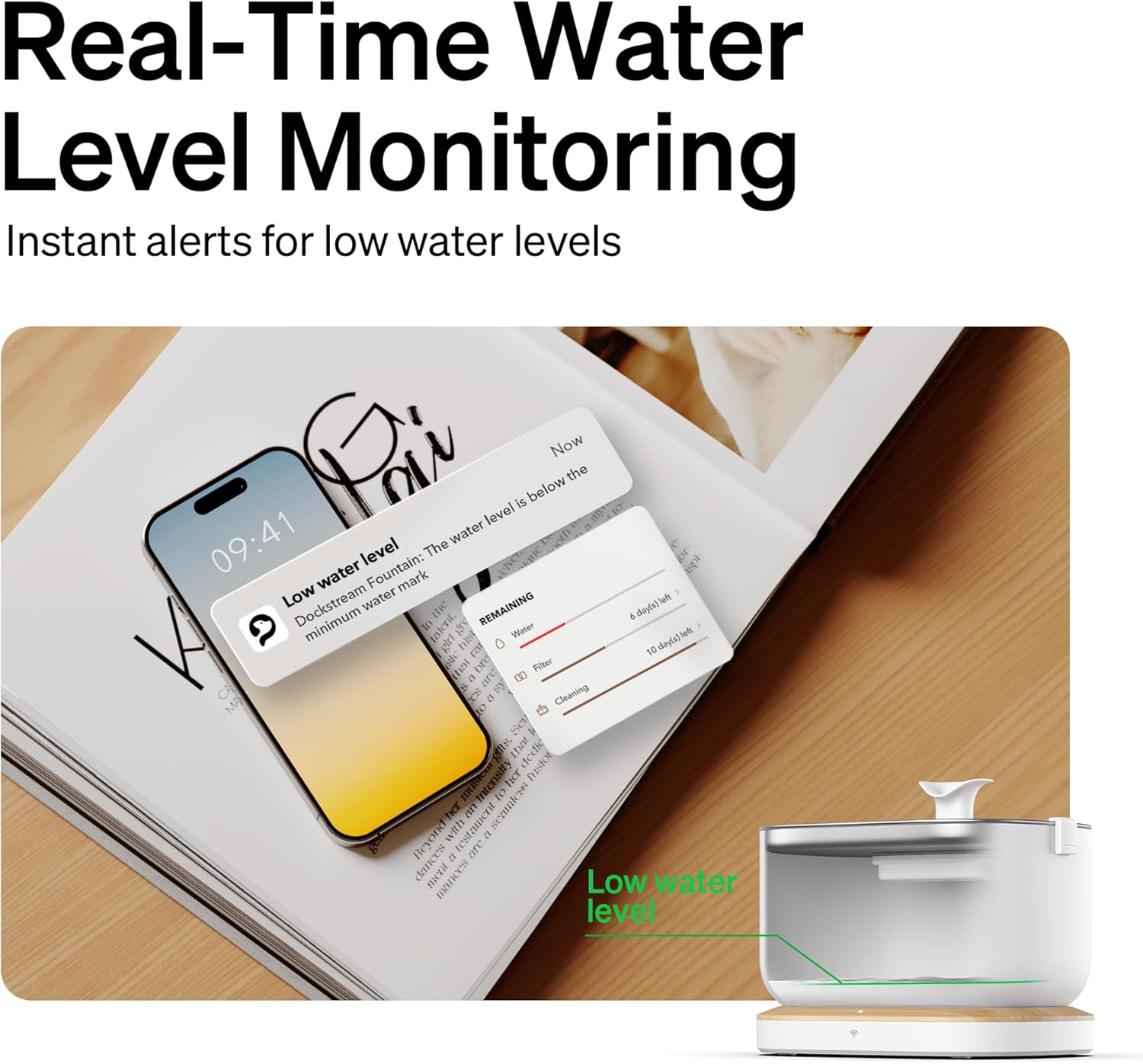 Dockstream Wireless Water Pump App Cat Fountain | Smart Stainless Steel Hydration System