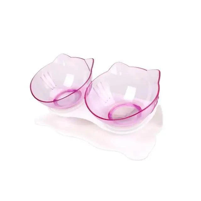 Double Transparent Non-slip Food Bowl With Protection