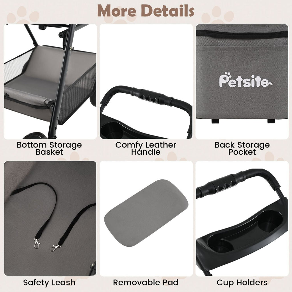 3 in 1 Pet Stroller with Removable Carrier up to 33 lbs