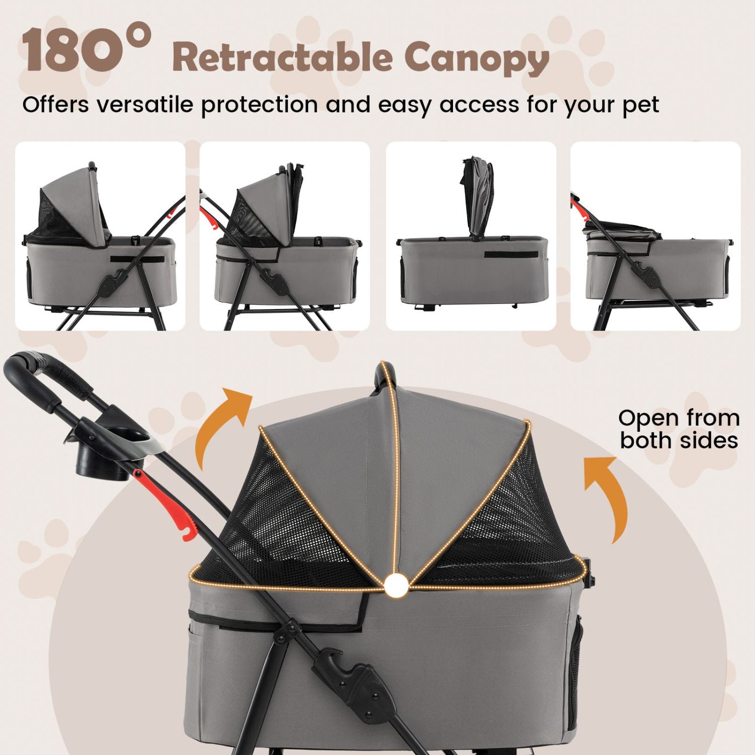 3 in 1 Pet Stroller with Removable Carrier up to 33 lbs