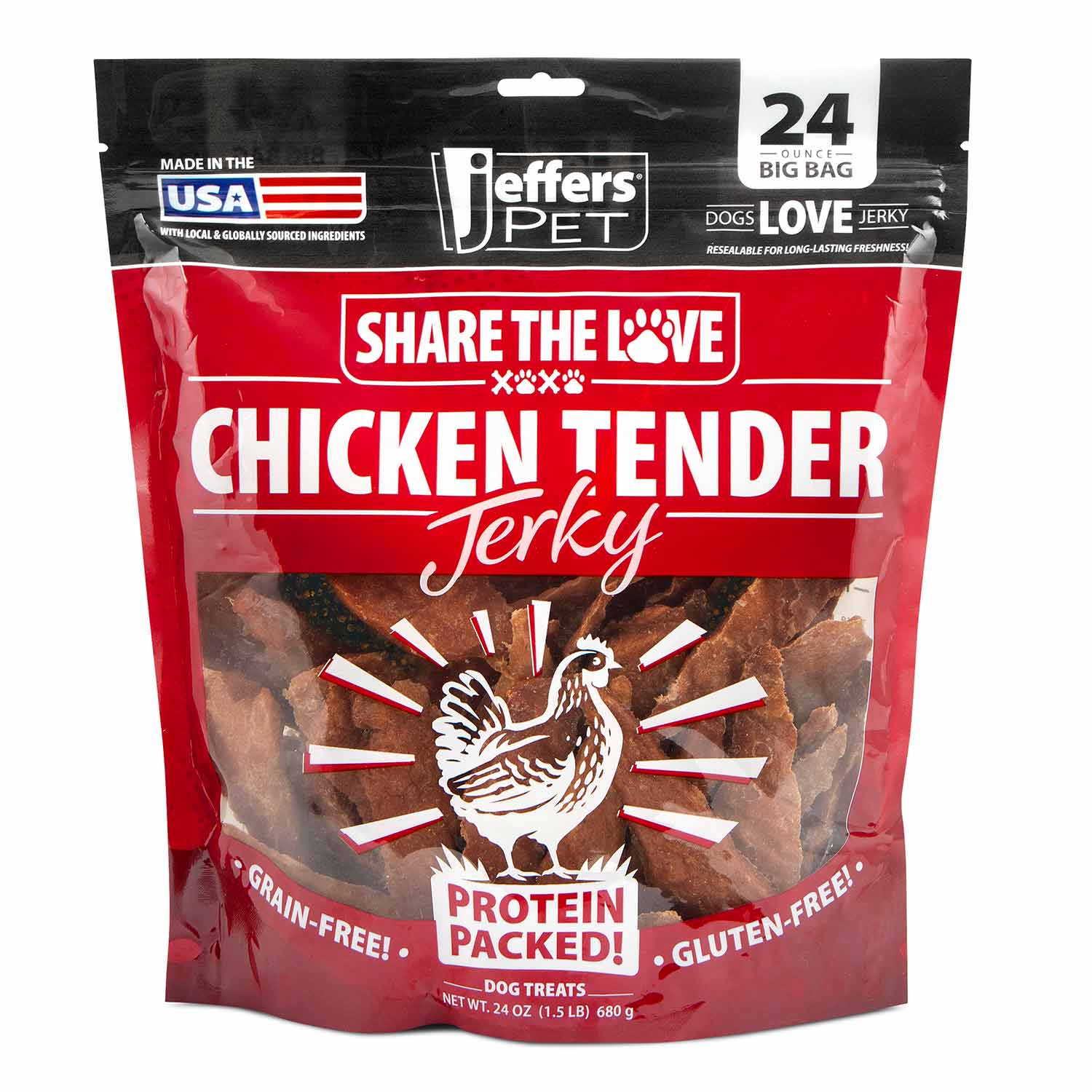 Jeffers Chicken Jerky Healthy Dog Treats, 24 oz - Made in USA