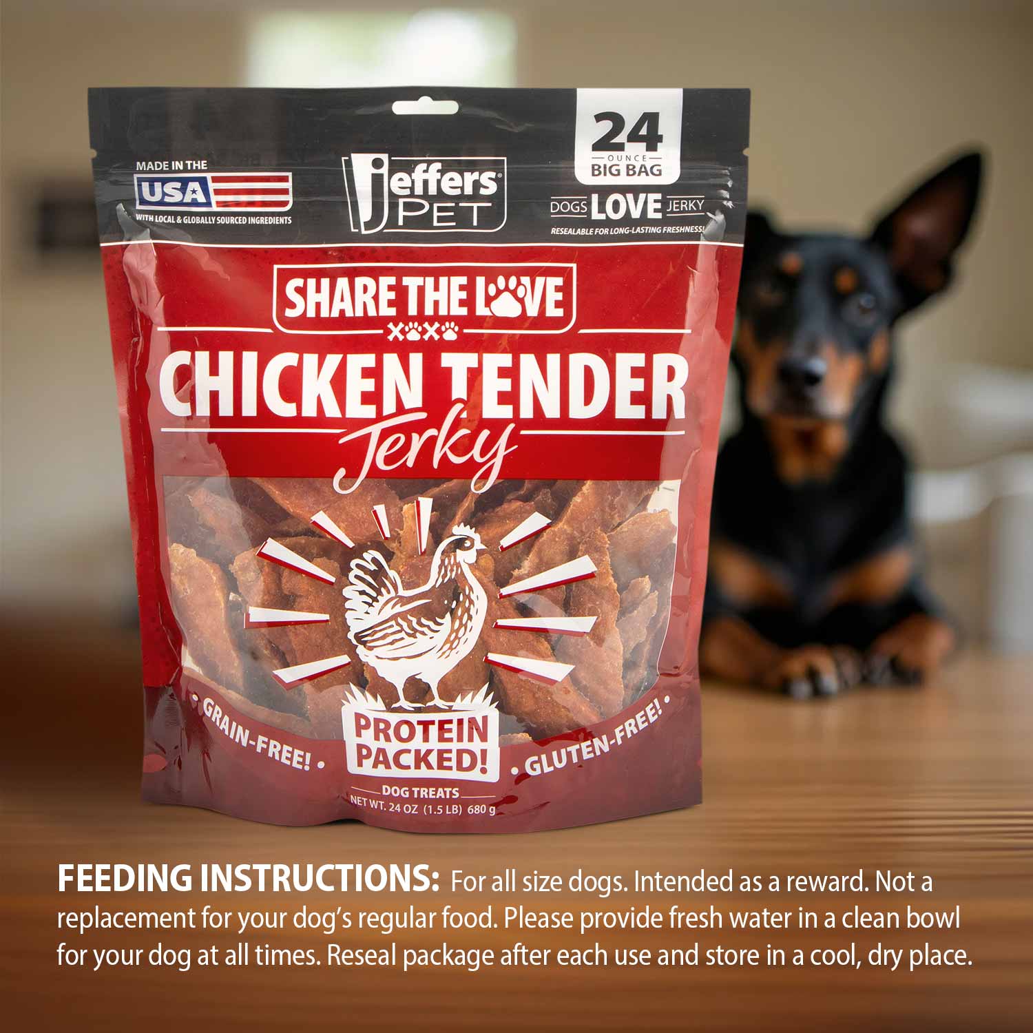 Jeffers Chicken Jerky Healthy Dog Treats, 24 oz - Made in USA